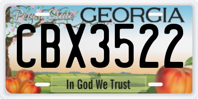 GA license plate CBX3522