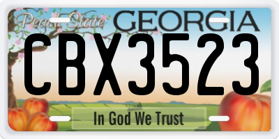 GA license plate CBX3523