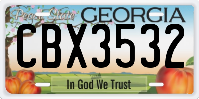 GA license plate CBX3532