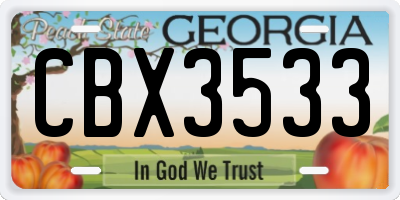 GA license plate CBX3533