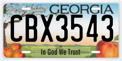 GA license plate CBX3543