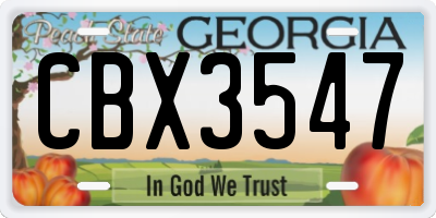 GA license plate CBX3547