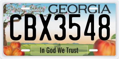GA license plate CBX3548
