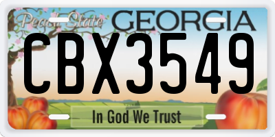 GA license plate CBX3549