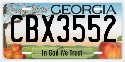 GA license plate CBX3552