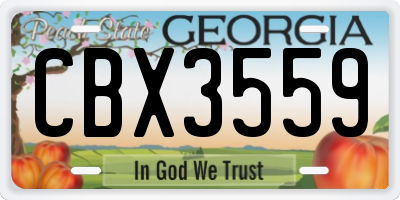 GA license plate CBX3559