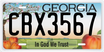 GA license plate CBX3567