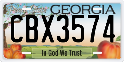 GA license plate CBX3574
