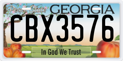 GA license plate CBX3576