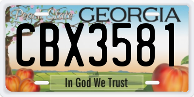 GA license plate CBX3581