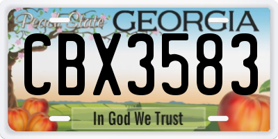 GA license plate CBX3583