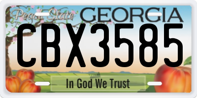 GA license plate CBX3585