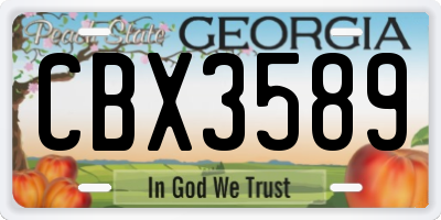 GA license plate CBX3589