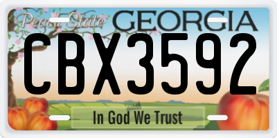 GA license plate CBX3592