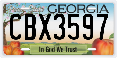 GA license plate CBX3597