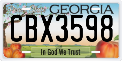 GA license plate CBX3598