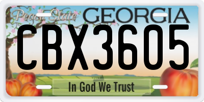 GA license plate CBX3605
