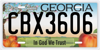 GA license plate CBX3606