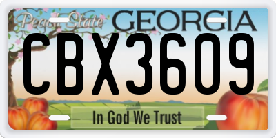 GA license plate CBX3609