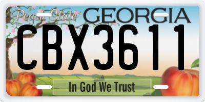 GA license plate CBX3611