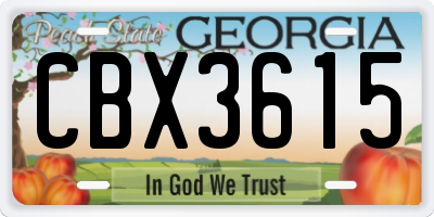 GA license plate CBX3615