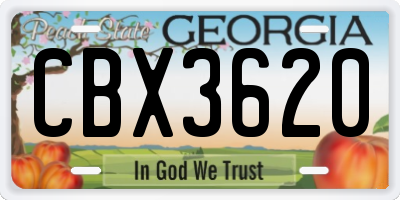 GA license plate CBX3620