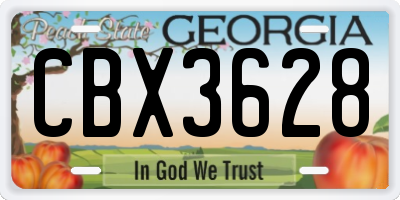 GA license plate CBX3628