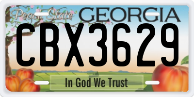 GA license plate CBX3629