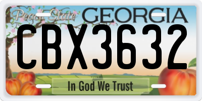 GA license plate CBX3632