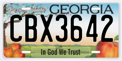 GA license plate CBX3642