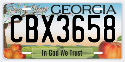 GA license plate CBX3658