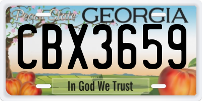 GA license plate CBX3659