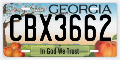 GA license plate CBX3662