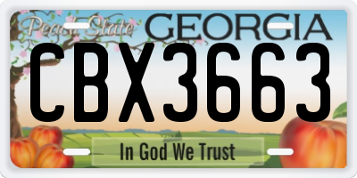 GA license plate CBX3663
