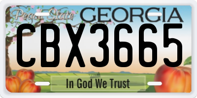 GA license plate CBX3665