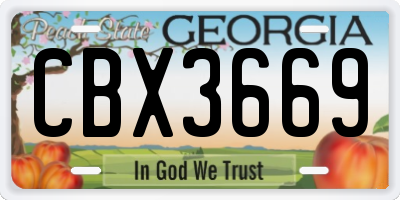 GA license plate CBX3669