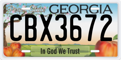 GA license plate CBX3672