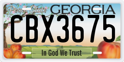 GA license plate CBX3675
