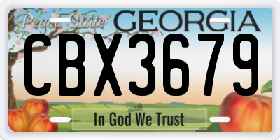 GA license plate CBX3679