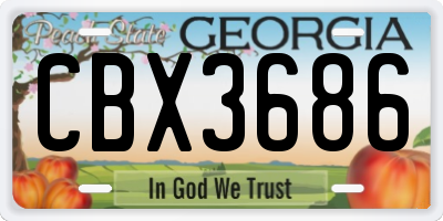 GA license plate CBX3686
