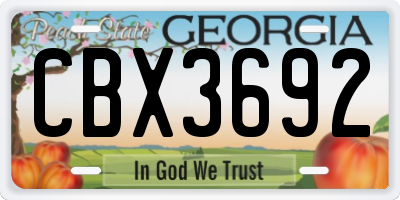 GA license plate CBX3692