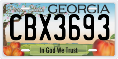 GA license plate CBX3693