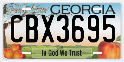 GA license plate CBX3695