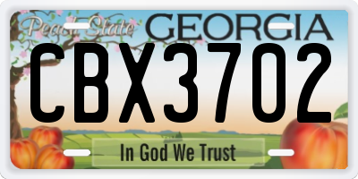 GA license plate CBX3702