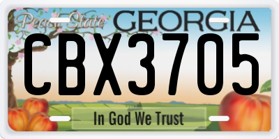 GA license plate CBX3705