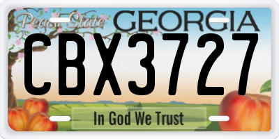 GA license plate CBX3727