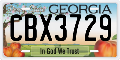 GA license plate CBX3729