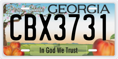 GA license plate CBX3731