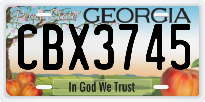 GA license plate CBX3745