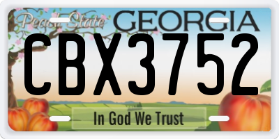 GA license plate CBX3752